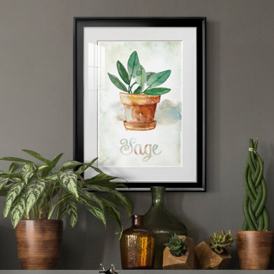 Sauge en pot - peinture sur toile encadrée
