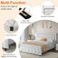 Ensemble de chambre à coucher 3 pièces, avec lit plateforme capitonné en similicuir et table de chevet DEL-1938109936-1938109942