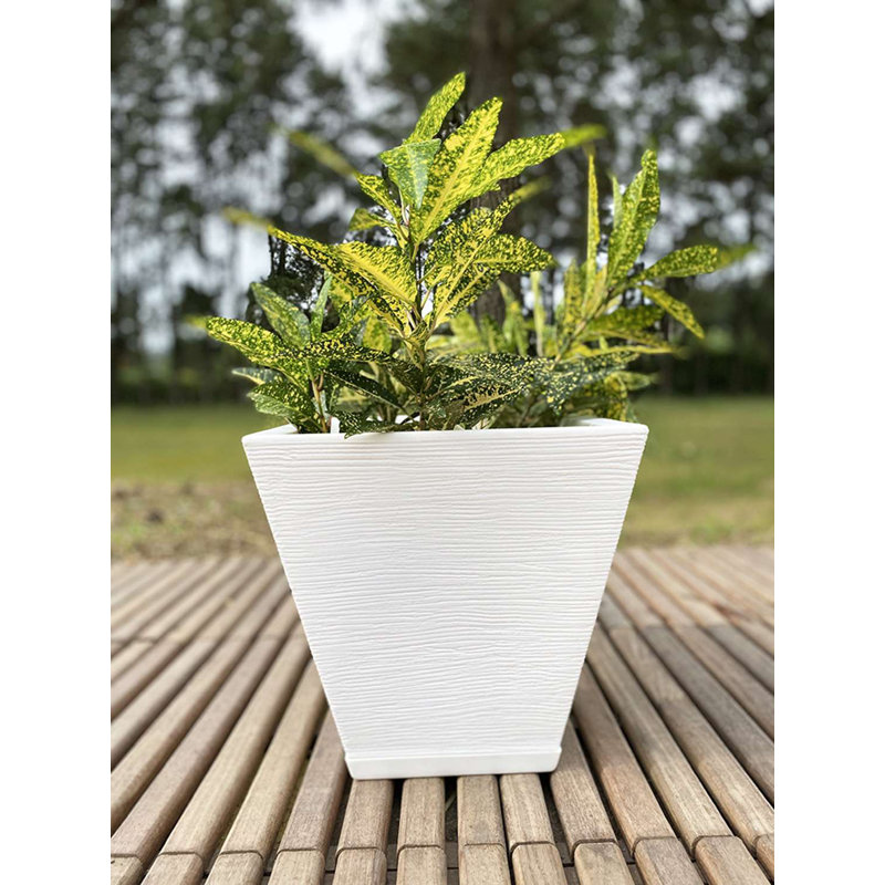 Pot à fleurs en résine Zurique, Blanc, H 13,39 po x l 13,78 po x P 13,78 po