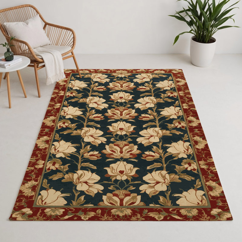Tapis noir intérieur et extérieur ArtDeco, Rectangle 5 pi x 7 pi
