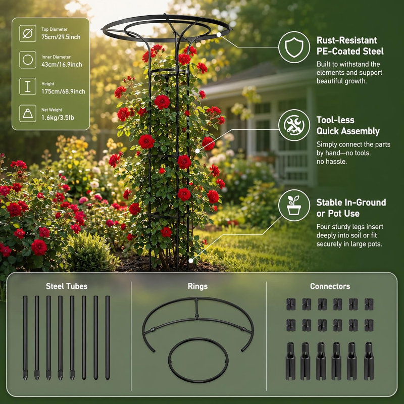 175cm H x 75cm W Metal Trellis