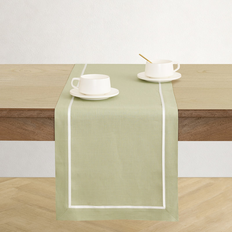 100% Pure Linen Table Runner -kensington, 72" x 14", Sage