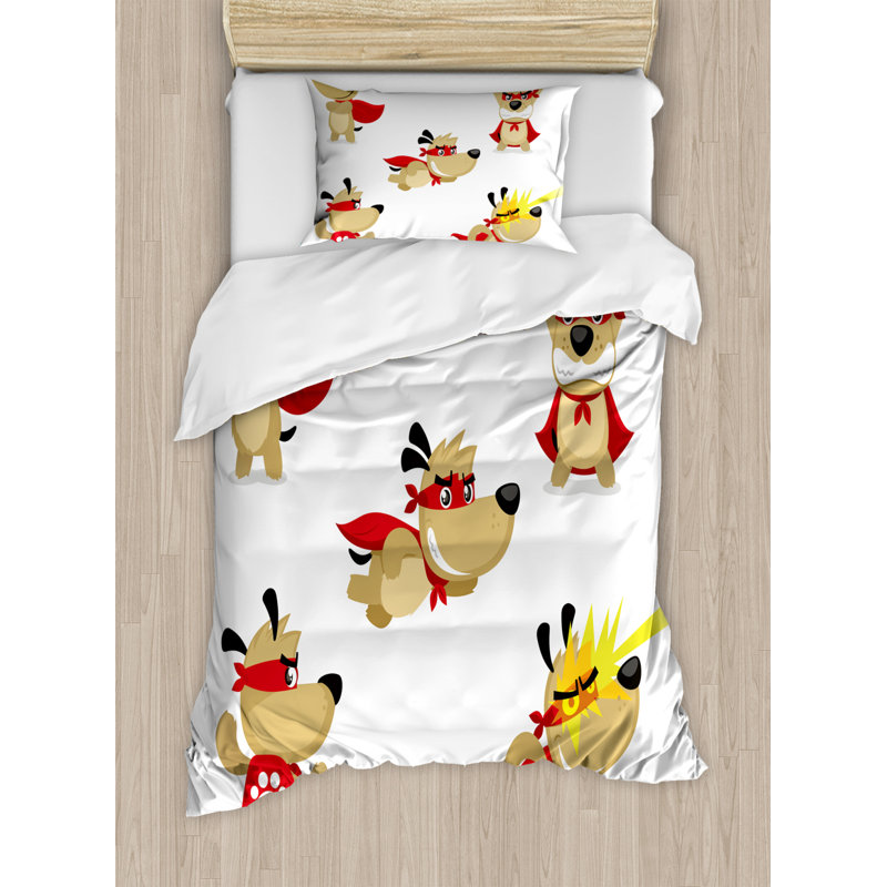 Ensemble de housse de couette dog, Housse de couette simple + 1 taie décorative