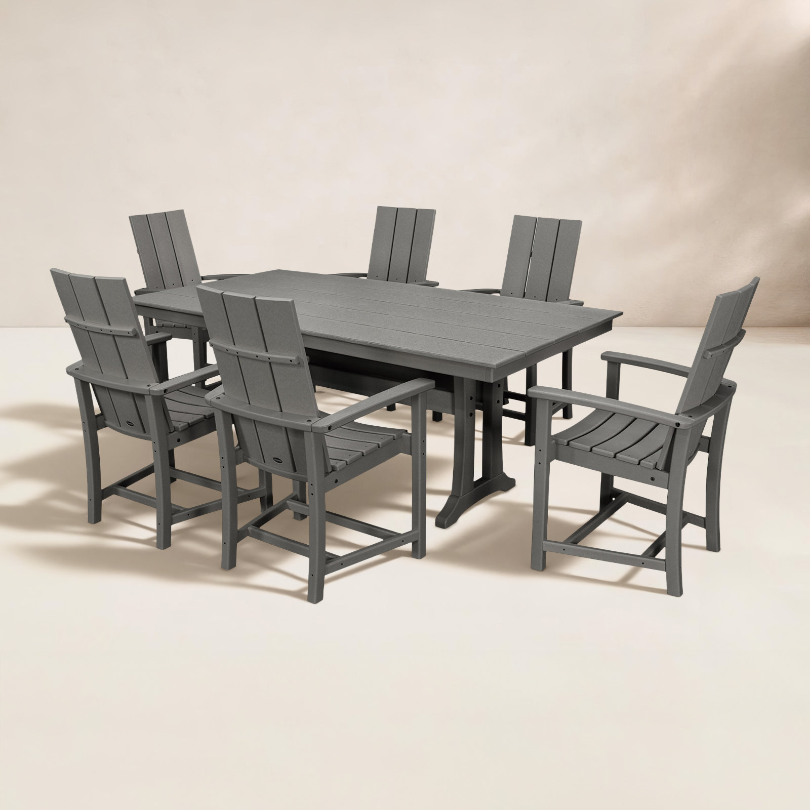 POLYWOOD® Modern Adirondack 72" Patio Dining Set, Slate Gray