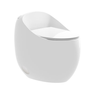 Ceramic Toilet In Egg Shape - Glossy White, 1.28 Single Flush, Stylish Bathroom Fixture White Weather-, User- Design