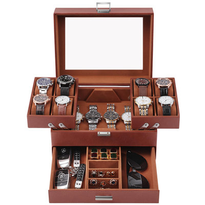 Watch Box Watch Case 8 Slot Watch Display Case PU Leather