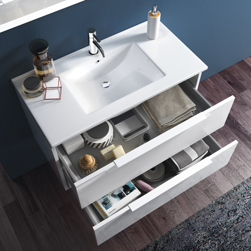 Erica 610mm Single Bathroom Vanity with Integrated Ceramic Basin, White