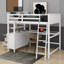 Lit mezzanine double avec bureau, tiroirs et tablettes