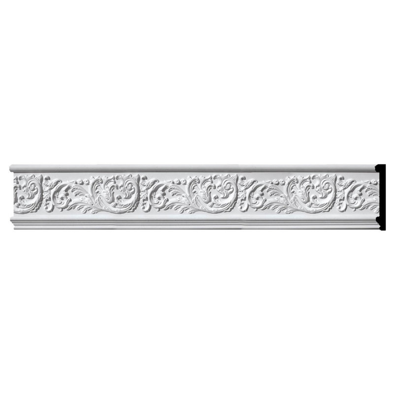 94.5" White Polyurethane Scroll and Flowers Frieze