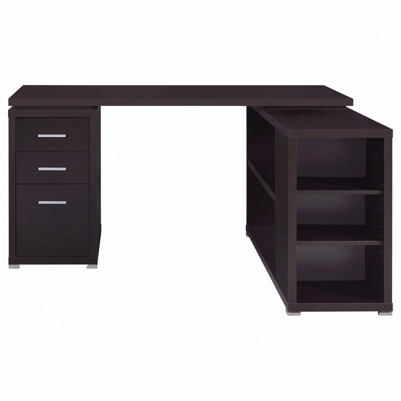 Cappuccino 3-Drawer L-Shape Computer Desk, Cappuccino