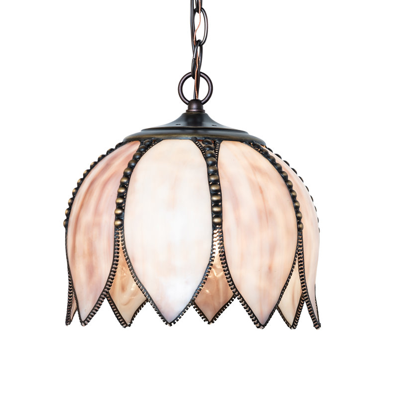 10" Wide Tulip Mini Pendant,  Beige/Brown