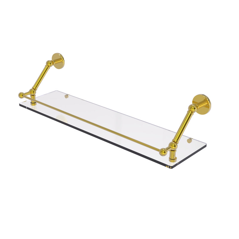 Tablette flottante Dalston avec barre de galerie, Laiton poli, H 8 po x l 30 po x P 8,6 po