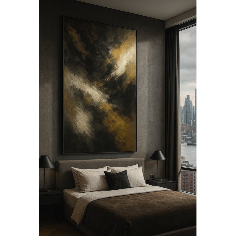 Emberborn Framed Canvas Wall Art by Kasian Art Studio - Brown Frame, White