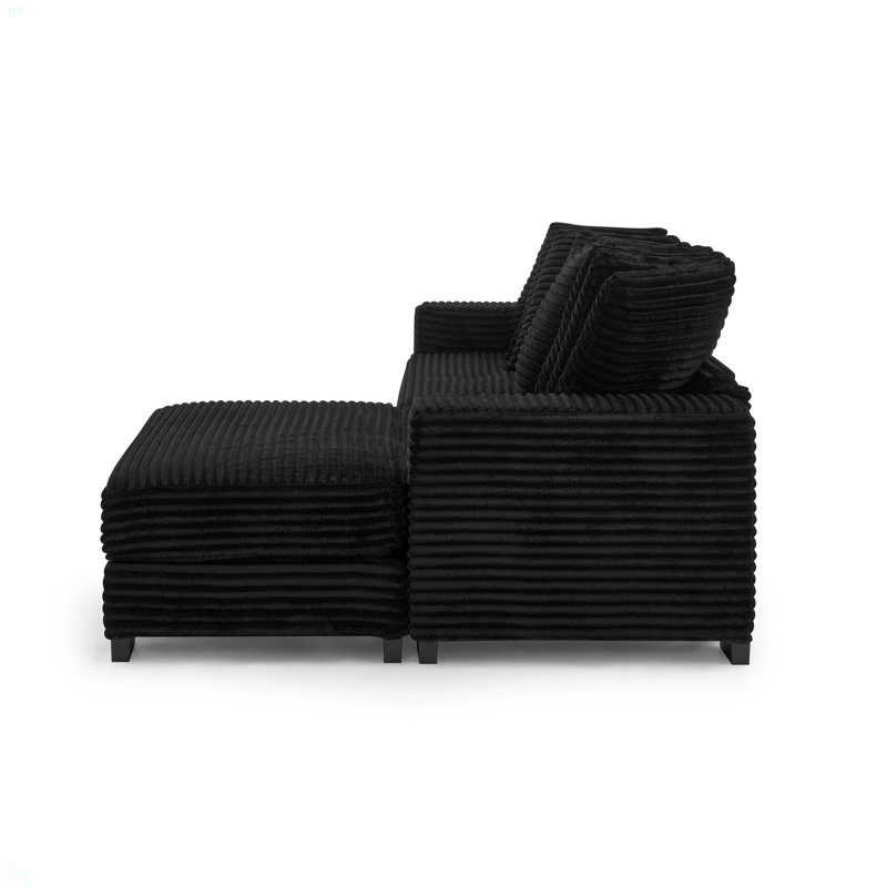 Canapé-lit modulaire rembourré en velours côtelé Corduroy, Noir