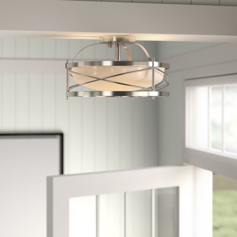 Gaen Glass Semi Flush Mount, Brushed Nickel