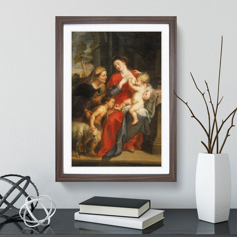 The Virgin and Child by Peter Paul Rubens - Picture Frame Painting, Walnut Framed, 36cm H x 27cm W x 2cm D