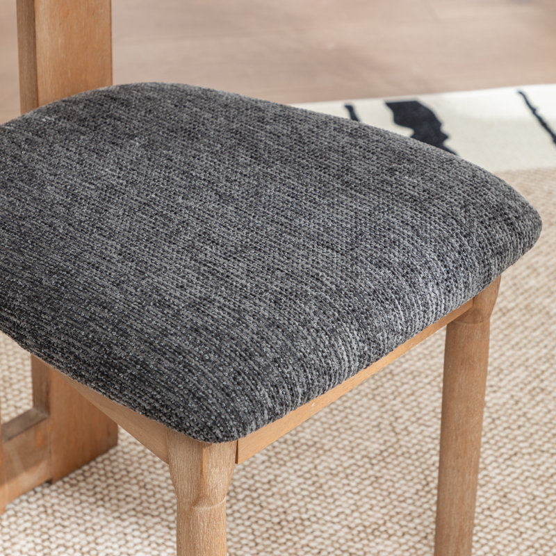 Chaise rembourrée en bois massif Morral, Gris foncé