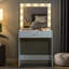 Bureau de coiffeuse avec miroir et lumières, coiffeuse avec 1 grand tiroir-118032949