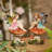 6"Resin Set Of 2 Cute Fairies Sitting On Mushroom Garden Statues