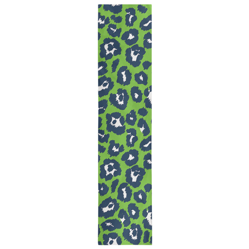 Chemin de table à imprimé animalier, 90 po x 16 po, Vert / noir / blanc
