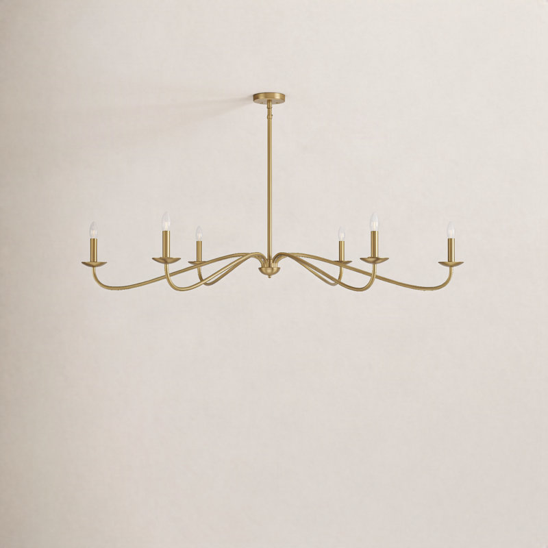 Zoyla 6-Light Chandelier in Natural Brass, Natural Brass