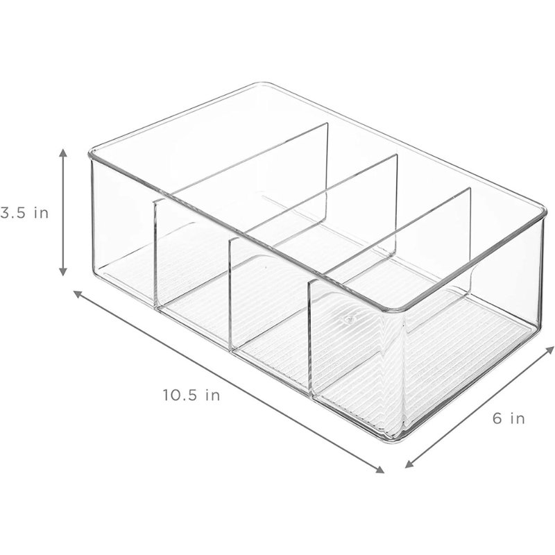 Bacs de rangement en plastique transparent avec séparateurs Sorbus - paquet de 2