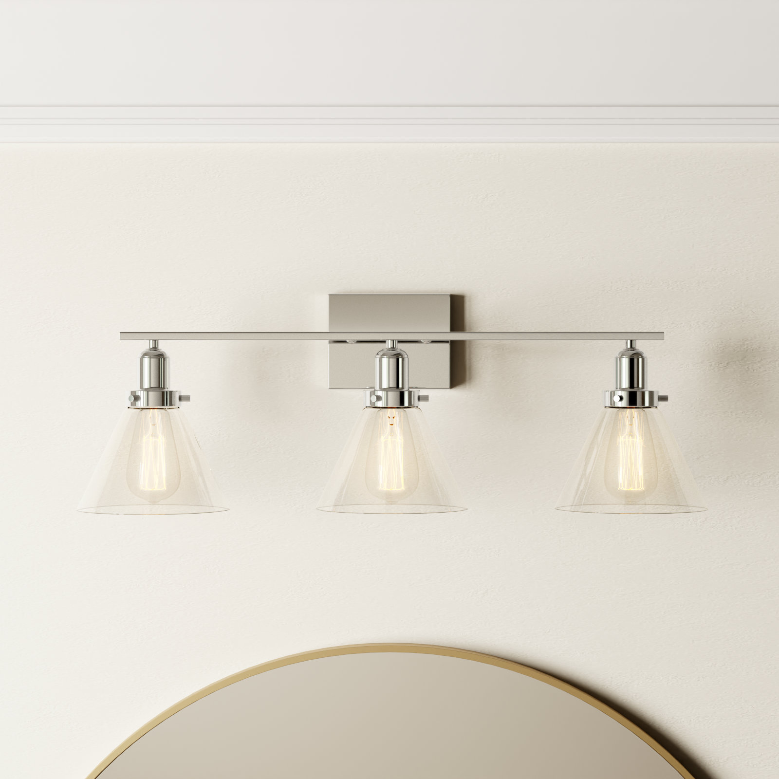 Catalina 3-Light Dimmable Bath Sconce, Polished Nickel