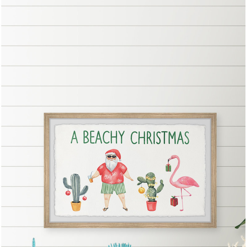 Merry Beachy Christmas - Single Picture Frame Painting, 38cm H x 45cm W x 3.81cm D