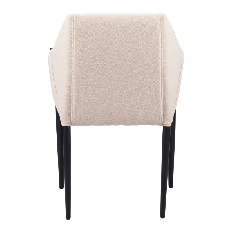 Ensemble de deux fauteuils de salle à manger rembourrés beiges et noirs