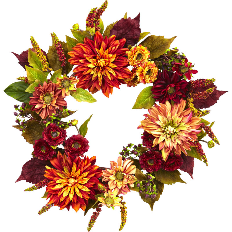 Couronne de dahlia et mum 22 po