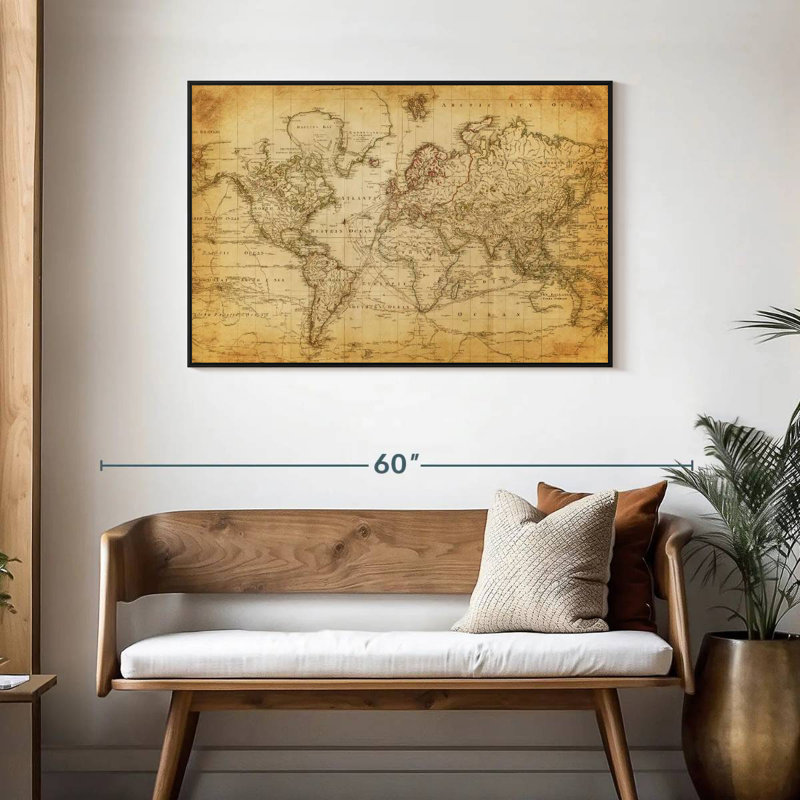 Carte du monde antique Aliaz, H 29 po x l 43 po