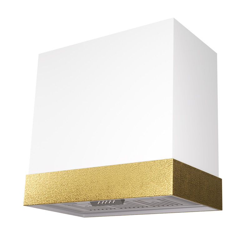 Akicon 600 CFM Ducted (Vented) Wall Mounted Required Range Hood, White/Gold