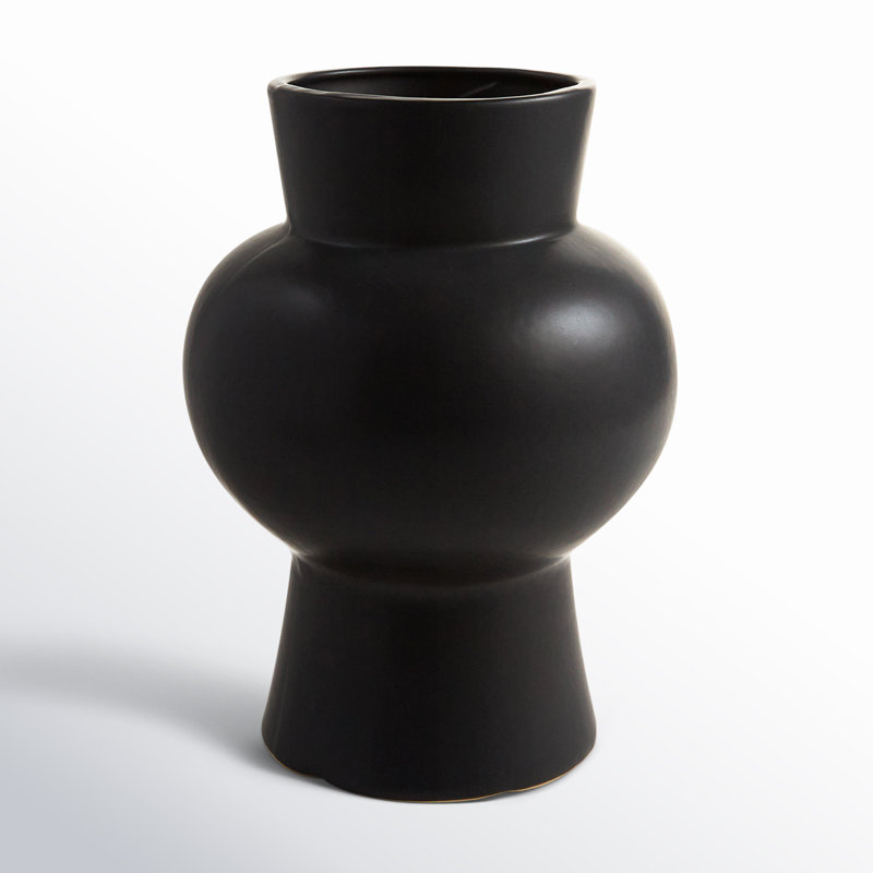 Matte Black Trumpet Ceramic Decorative Table Vase