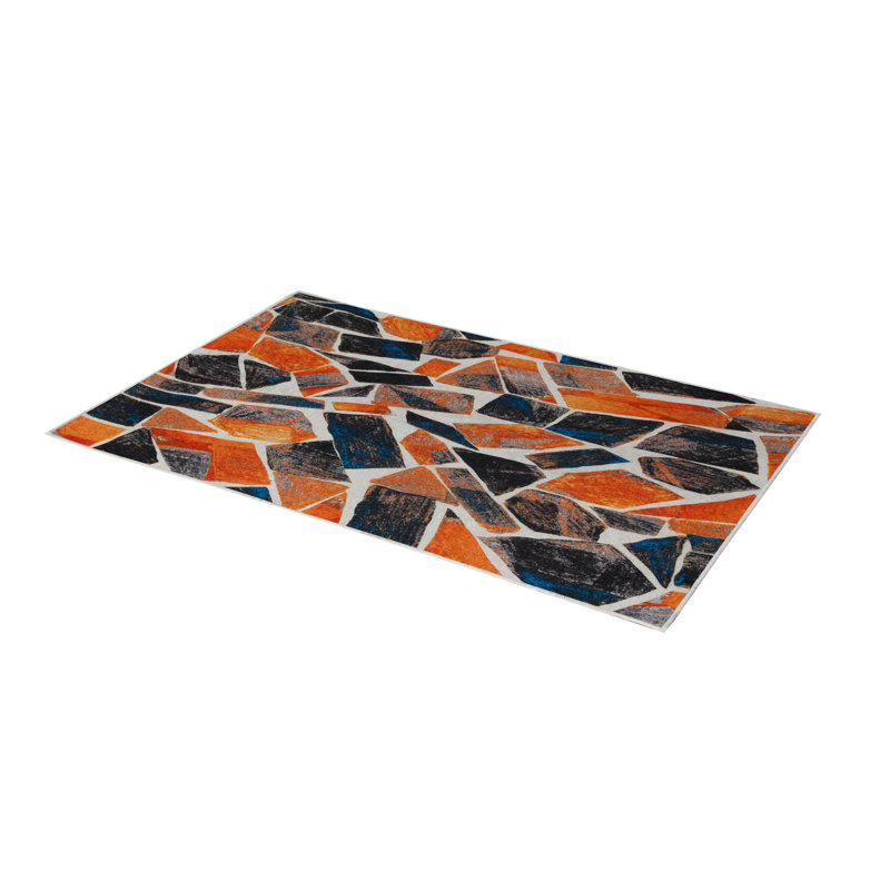 Stylish Woven Carpet (4 x 6 ft), 100% Polyester, 0.4 in Pile Height | Antibacterial, Non-Slip Underside | Machine Washable, 3D Digital Printing | Perfect for Living Room, Bedroom, and Home Decor