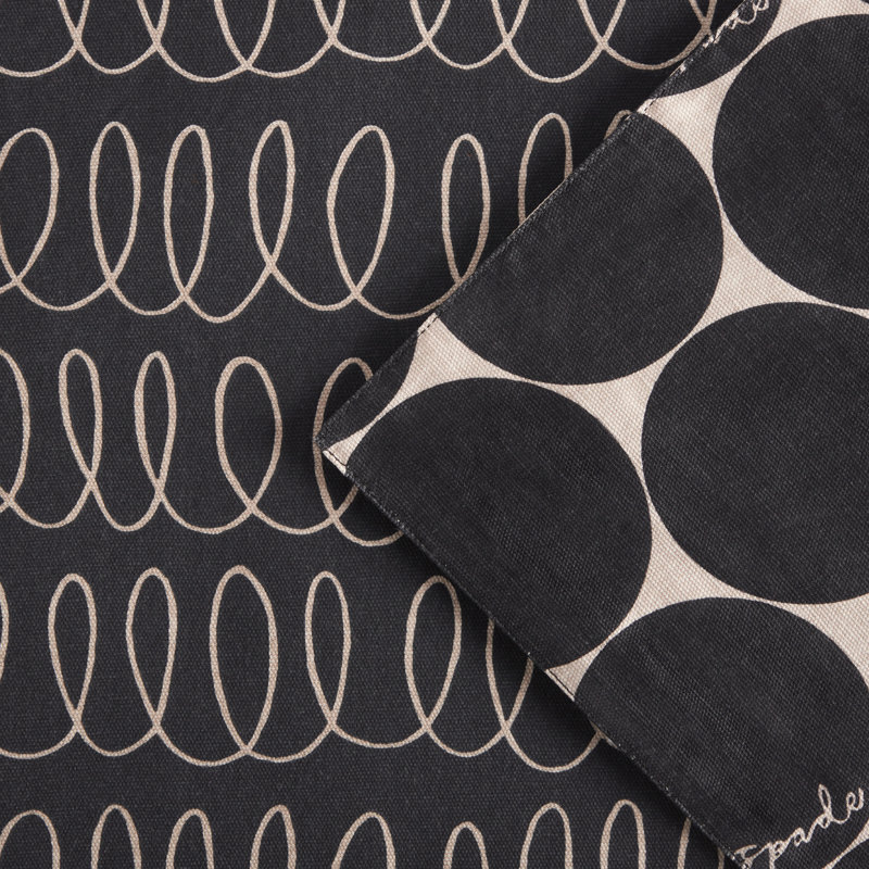 Loop And Dot Geometric Table Runnner, 72" x 15", Onyx Black/Gray