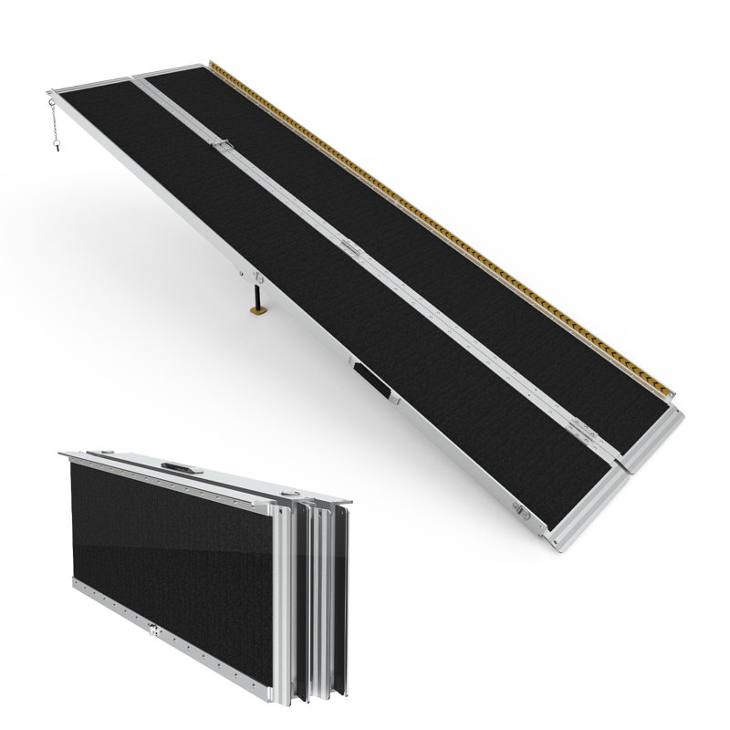 2 pieds / 2,5 pieds / 3 pieds / 3,5 pieds / 4 pieds / 4,5 pieds / 5 pieds / 6 pieds / 7 pieds / 8 pieds / 10 pieds Rampe portative en aluminium pour fauteuil roulant 800 lb