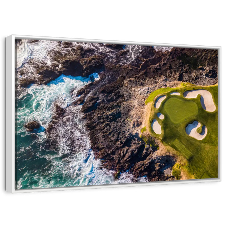 Pebble Beach CA Golf Course, Floating Frame White, 43" X 29"