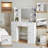 White Makeup Vanity With Mirror & LED Lights, Vanity Desk With 3 Color Lights For Women