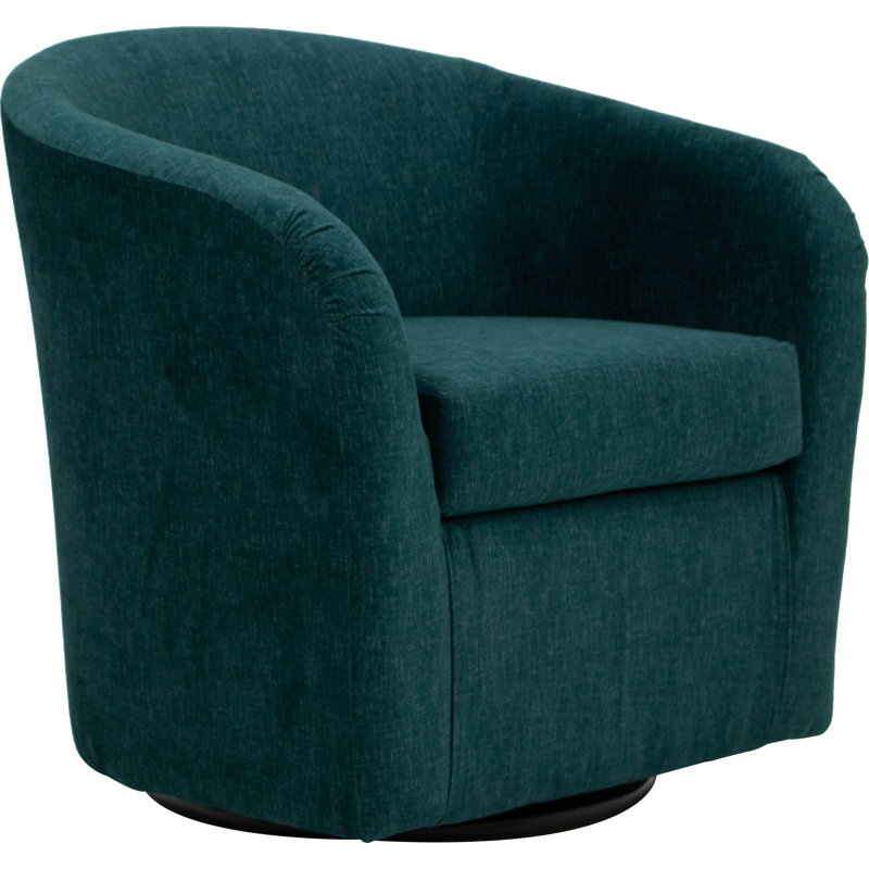 Fauteuil demi-tonneau pivotant en polyester 30,5 po Anrea, Mélange de polyester bleu sarcelle Aston