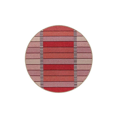 Red Geometric Creative Woven Base Rug Machine Washable