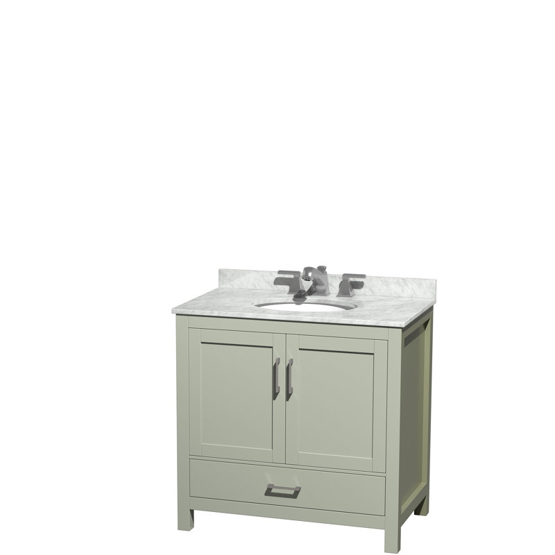 Ensemble de meuble-lavabo simple 36 po avec plateau en marbre Sheffield, Vert incorrect, Ovale, Central