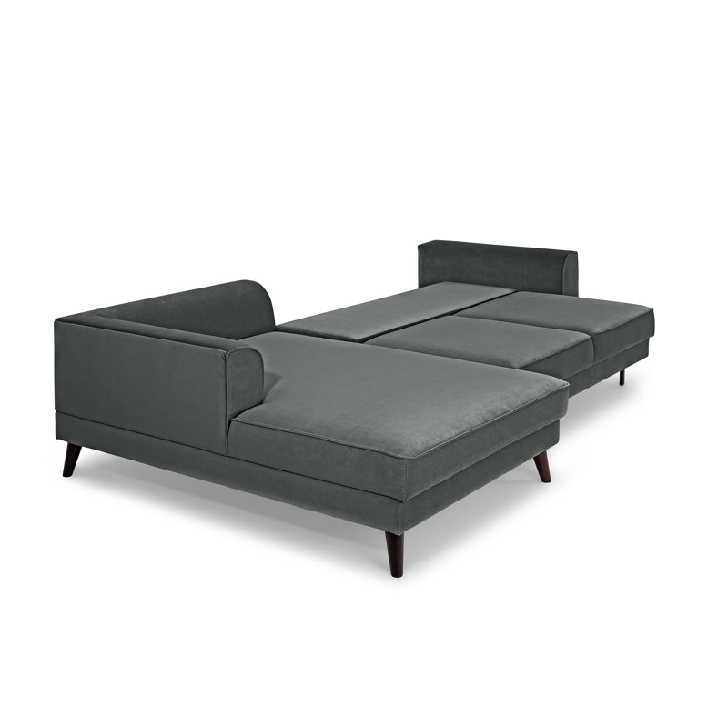 Knizair 4 Seater Sofa Bed, Anthracite, Wenge, Left Hand Facing