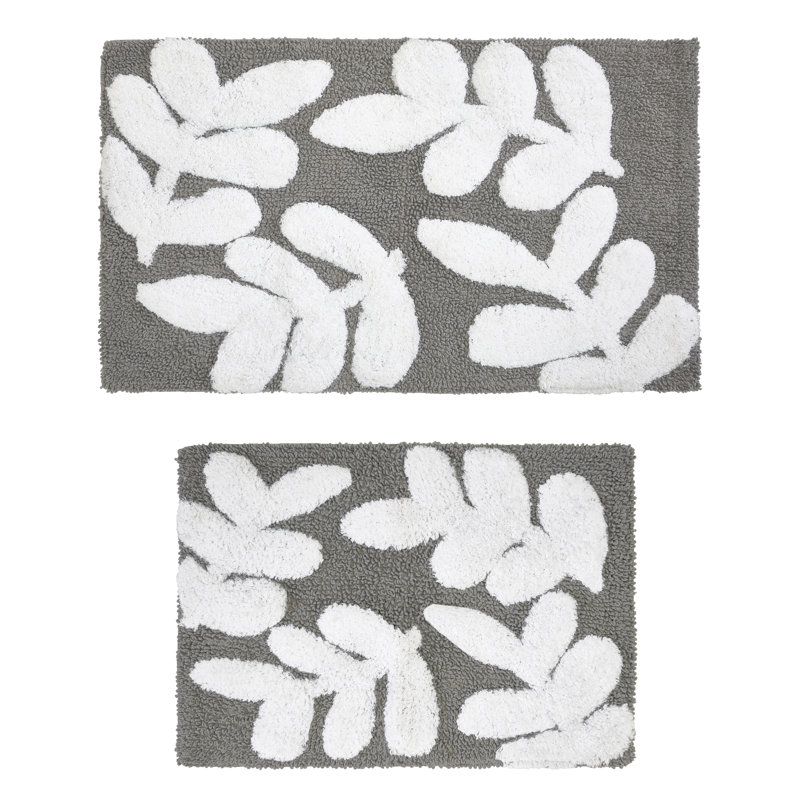 Riky Cotton Blend Bath Rug, Pewter