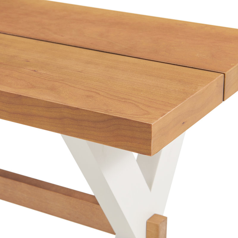Chelsea 48" Warm Cherry and White Dining Bench with X-Leg Base