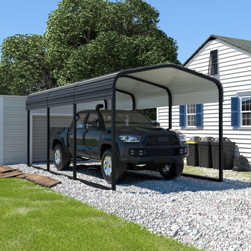 Steel Carport, Galvanized Multiple Sizes, 10' W x 18' D, Gray