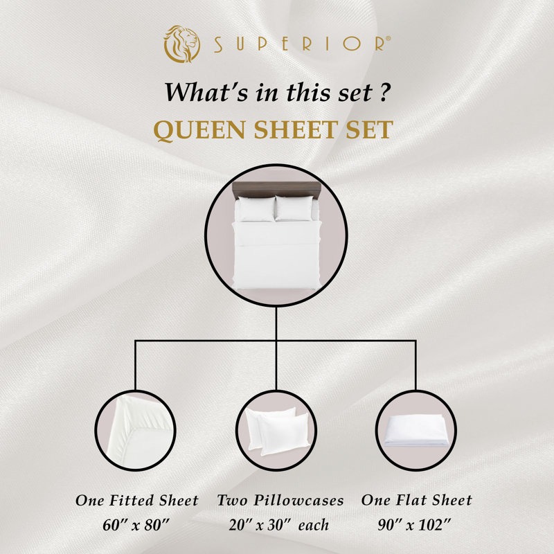 Ivory Egyptian Cotton 1000 Thread Count Queen Sheet Set