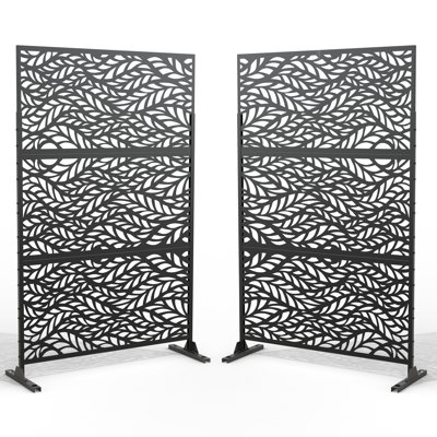 Stanaford 6.3 ft. H x 4 ft. Outdoor Metal Standing Privacy Screen with Flat Pattern Design by Pia Ricco