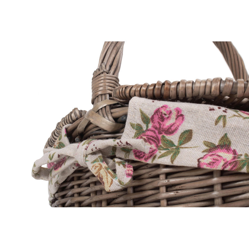 Wicker Small Double Lidded Picnic Basket with Lining