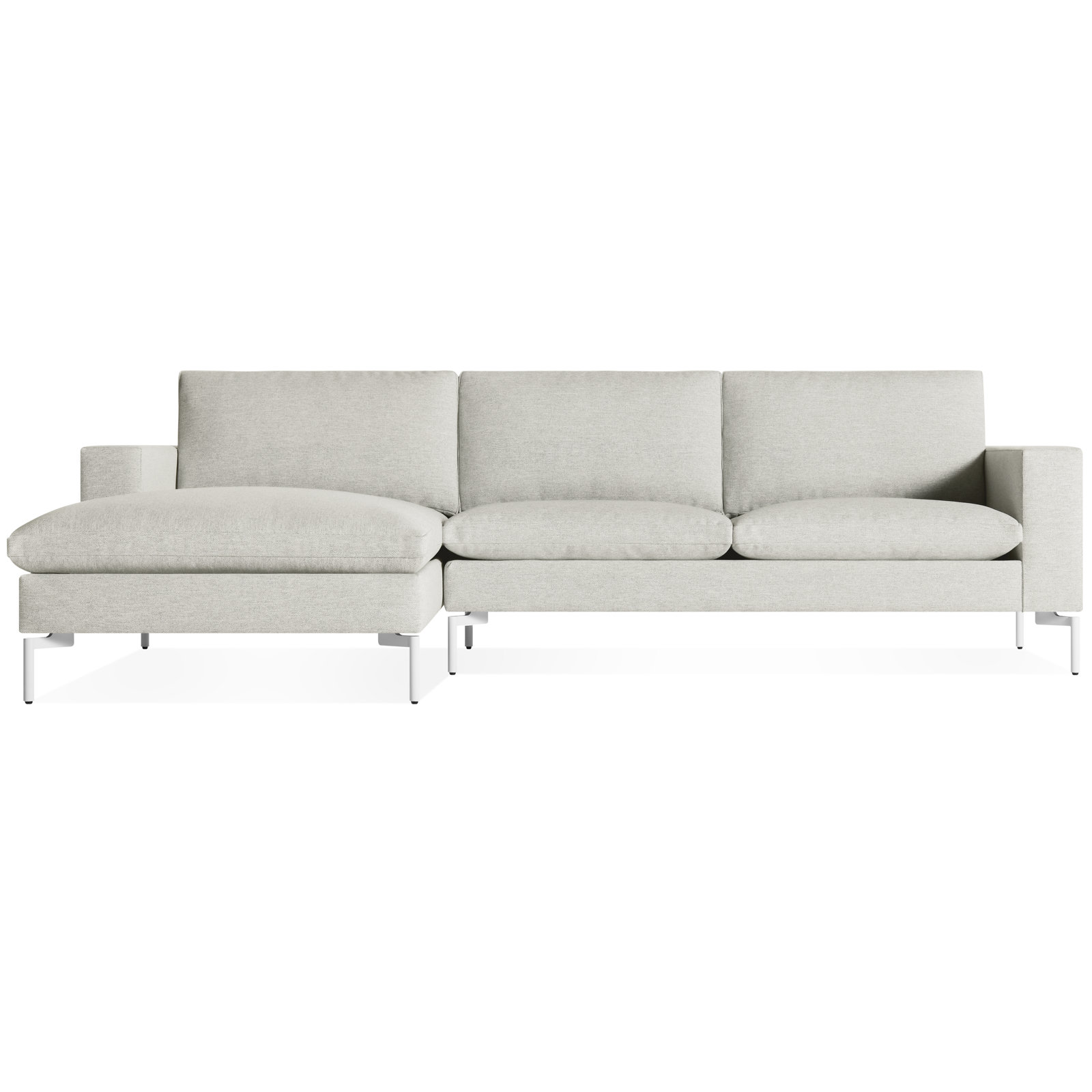New Standard Upholstered Chaise L-Sectional, Right Hand Facing, White, Maharam Mode/Clavicle 100% Polyester