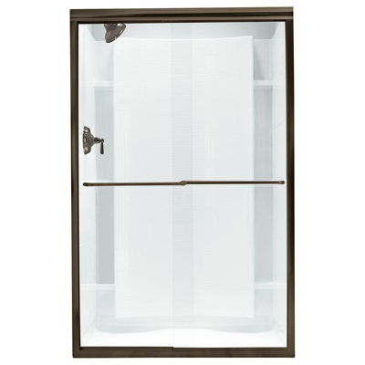 Finesse 45.38'' W x 65.5'' H Bypass Frameless Shower Door with Clear Glass